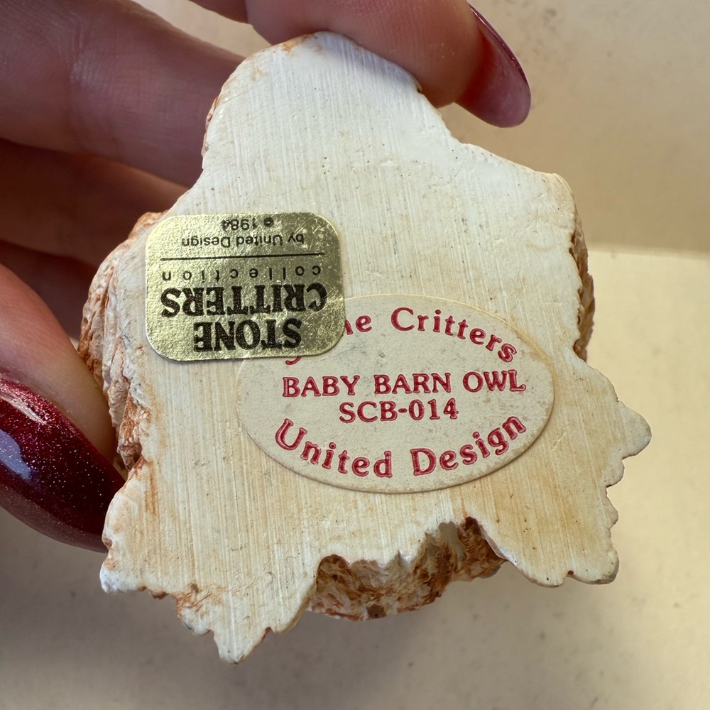 Vintage Stone Critters Baby Barn Owl Figurine by United Design Corp. - Picture 9 of 13